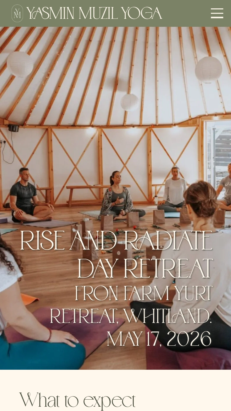Yasmin Muzil Yoga retreat deposit page on mobile