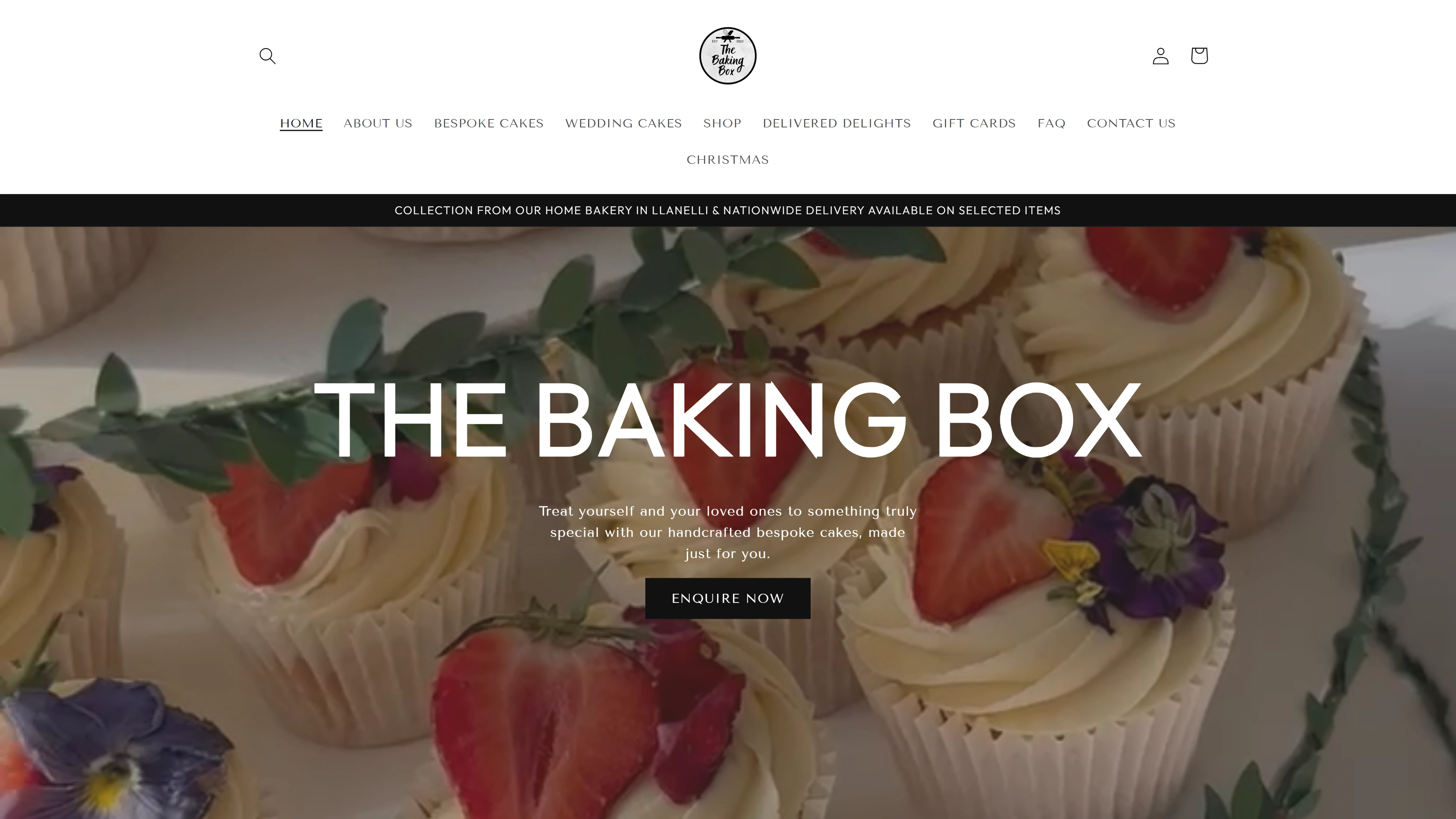 The Baking Box website on desktop