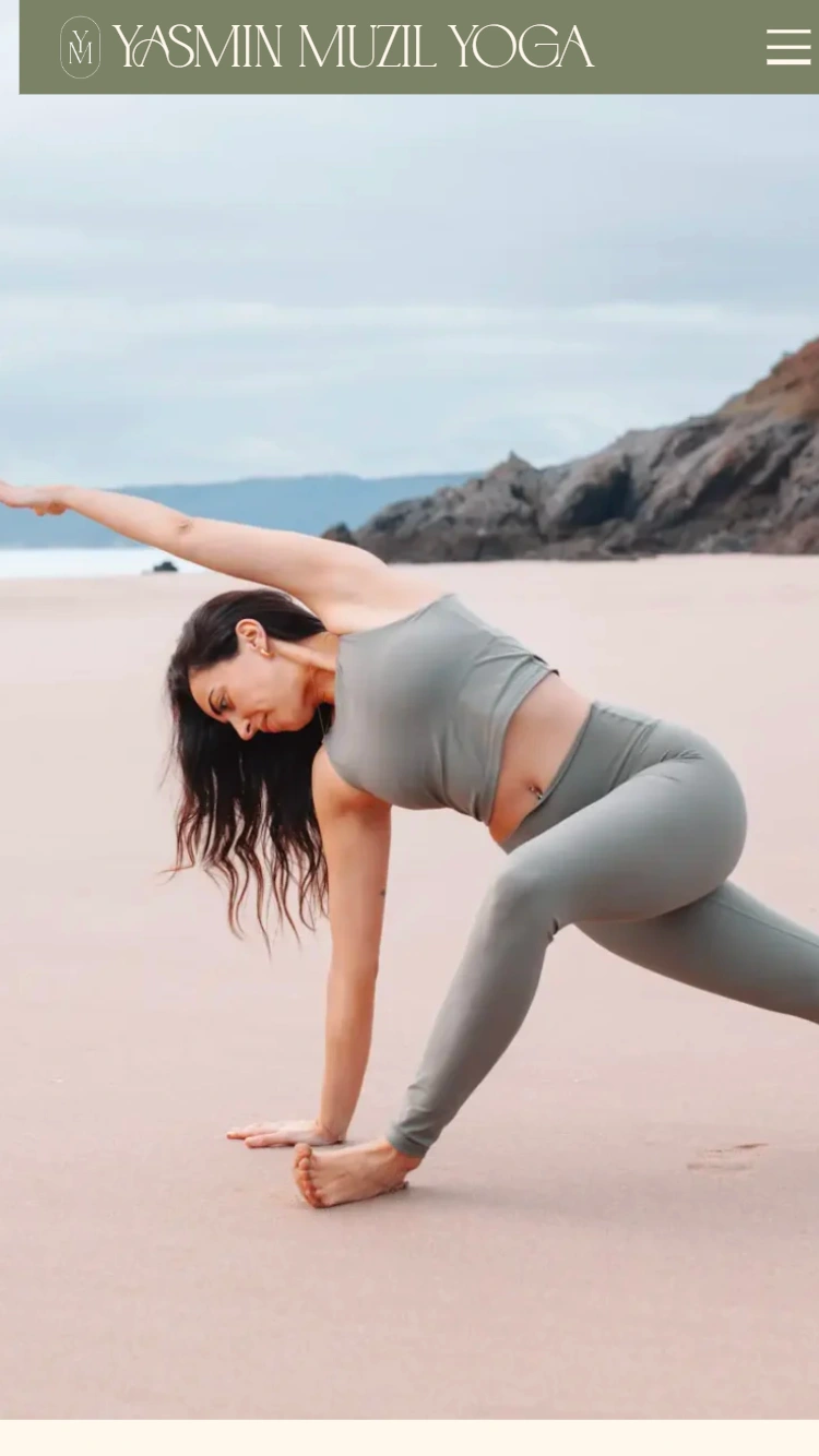 Yasmin Muzil Yoga homepage on mobile