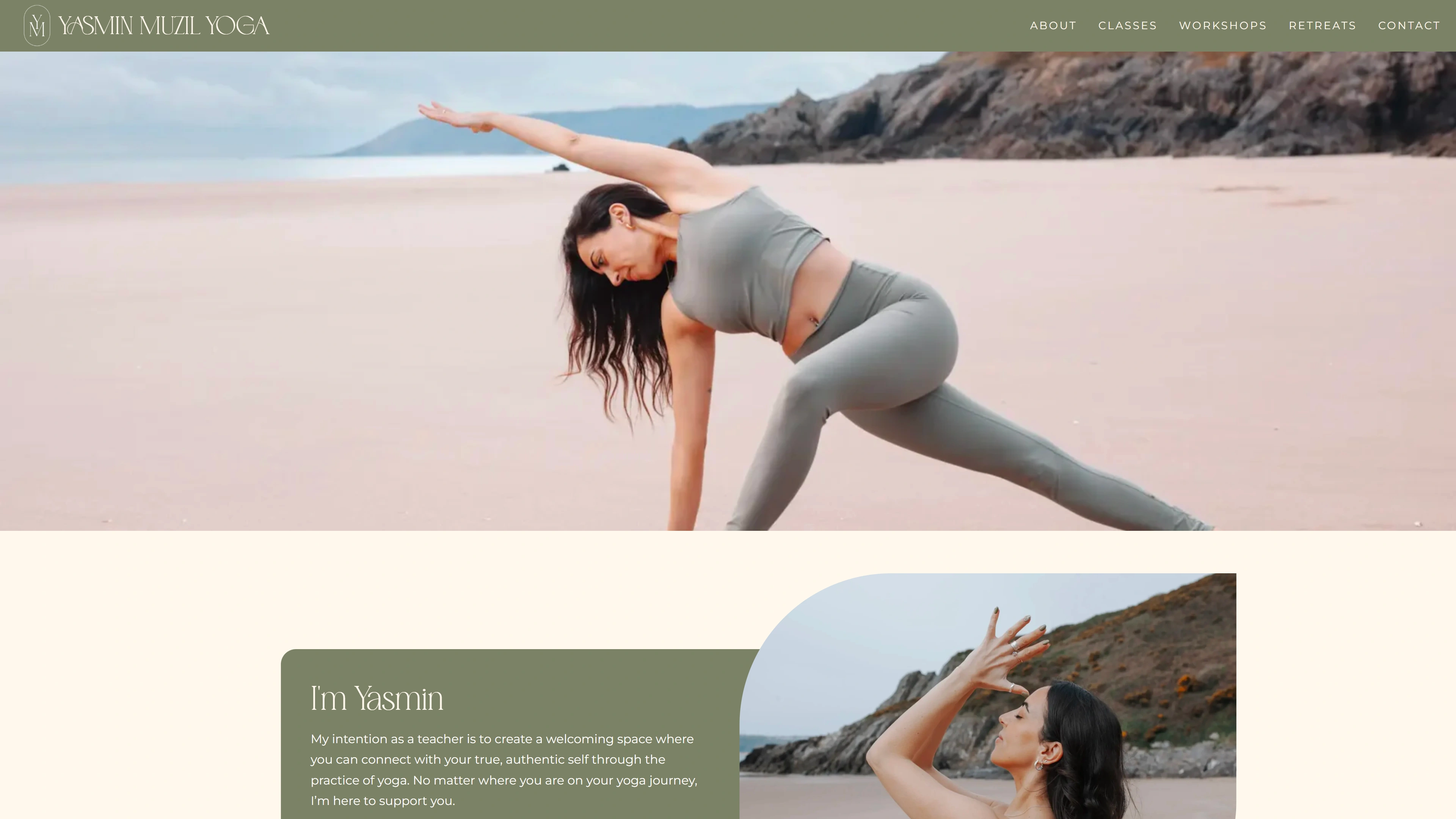 Yasmin Muzil Yoga website on desktop