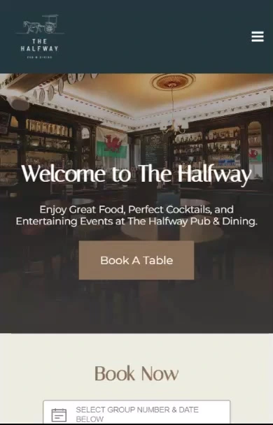 The Halfway Llanelli website, mobile